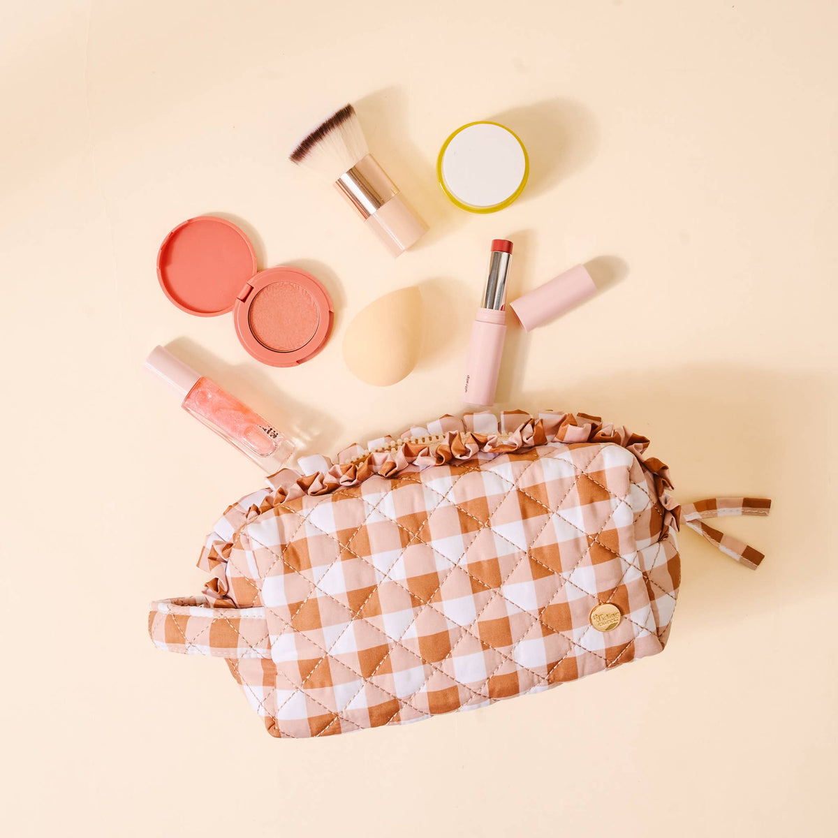 Cosmetic Pouch-Maple Gingham