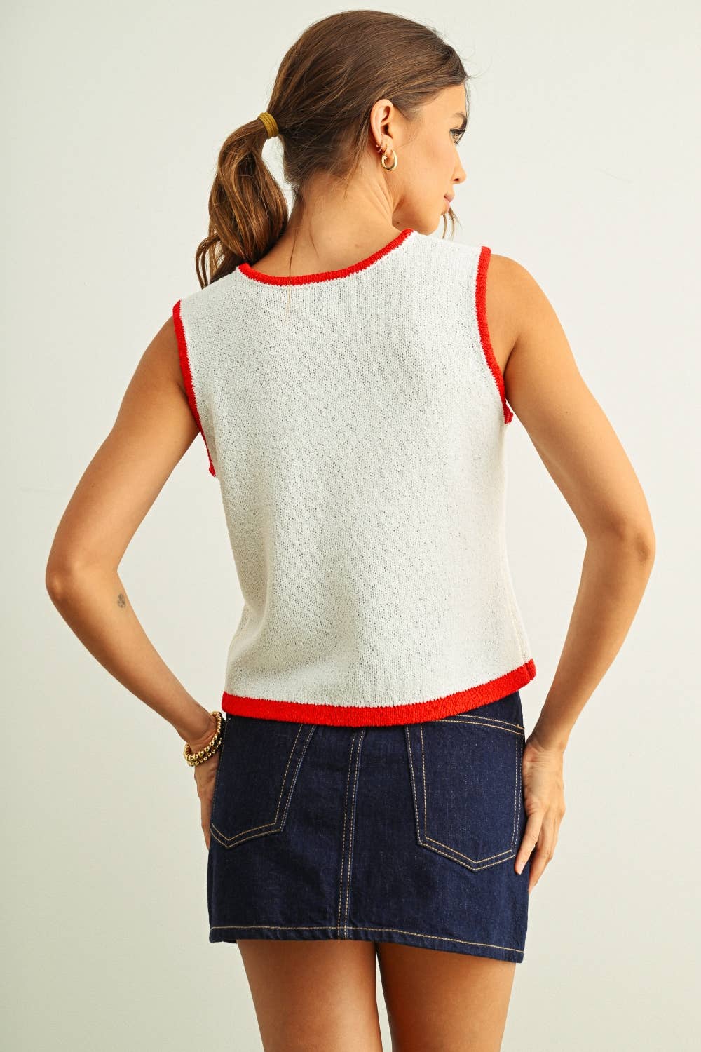 T6411 FLAG KNITTED TOP