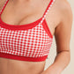 Gingham Print Double Layered Sports Bra