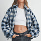 Fall Drop Shoulder Plaid Fall Jacket - BMJ7504