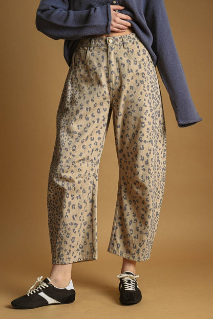 P6171   CHEETAH PRINT BARREL PANTS