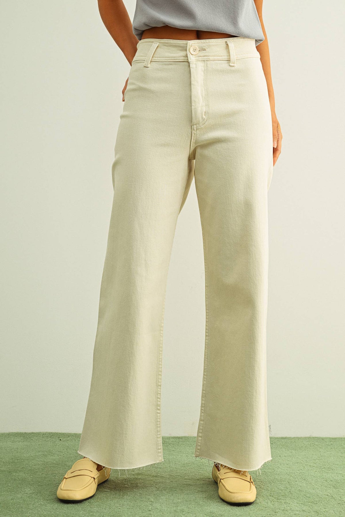 MMP623   STRAIGHT WIDE LEG DENIM PANTS