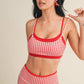 Gingham Print Double Layered Sports Bra