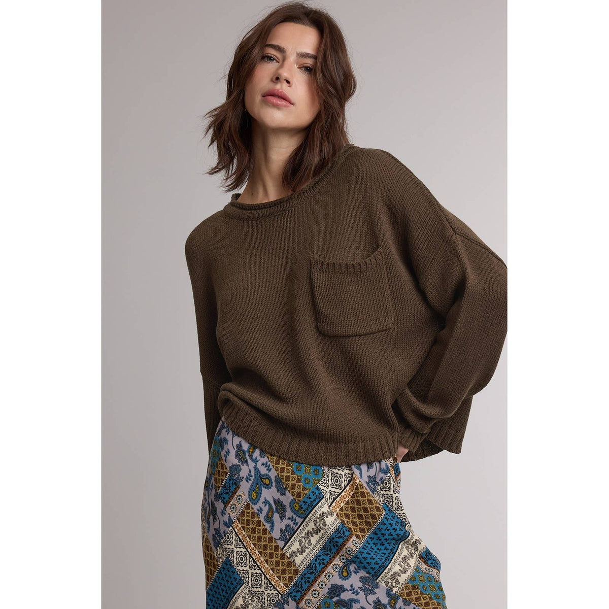 ROLL NECK POCKET SWEATER / WL26-12577