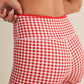 Gingham Print Contrast Binding Biker Shorts