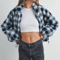 Fall Drop Shoulder Plaid Fall Jacket - BMJ7504