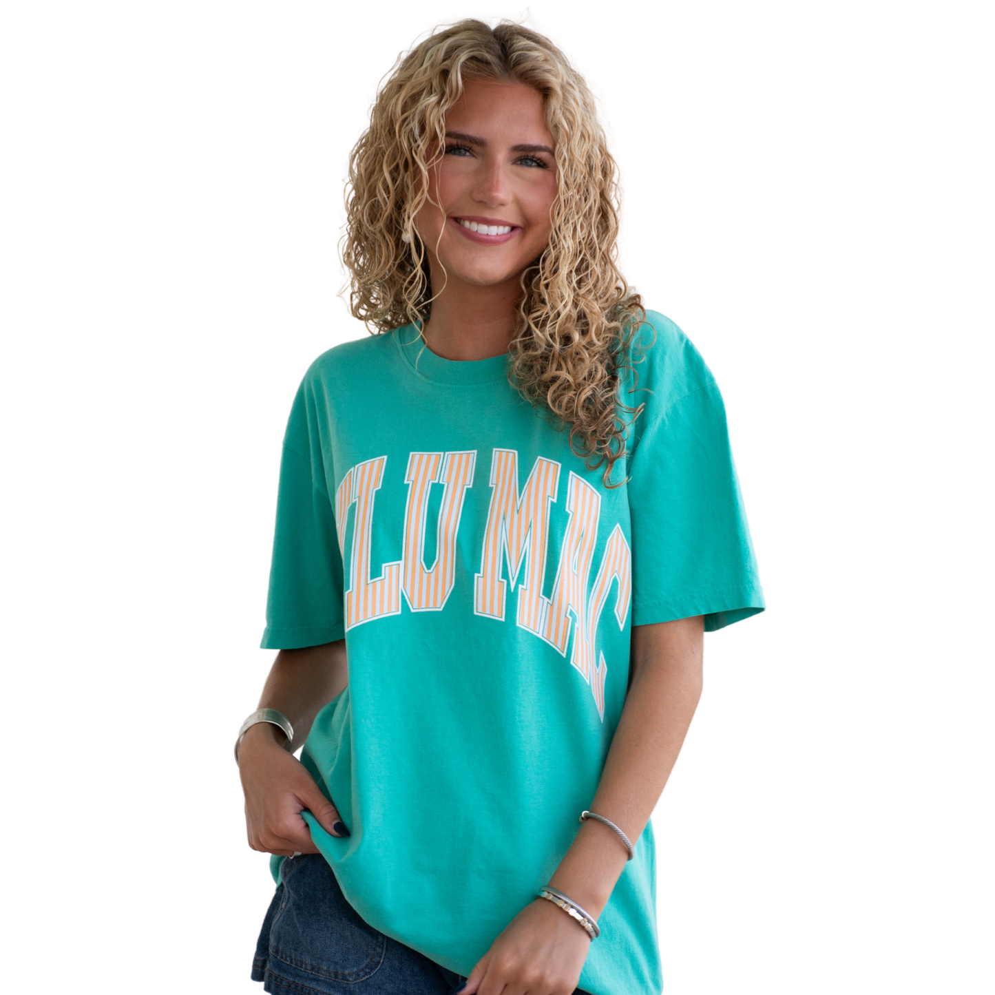 Stripe Adult Cream Sickle Sky/Island Green Comfort Colors Tee