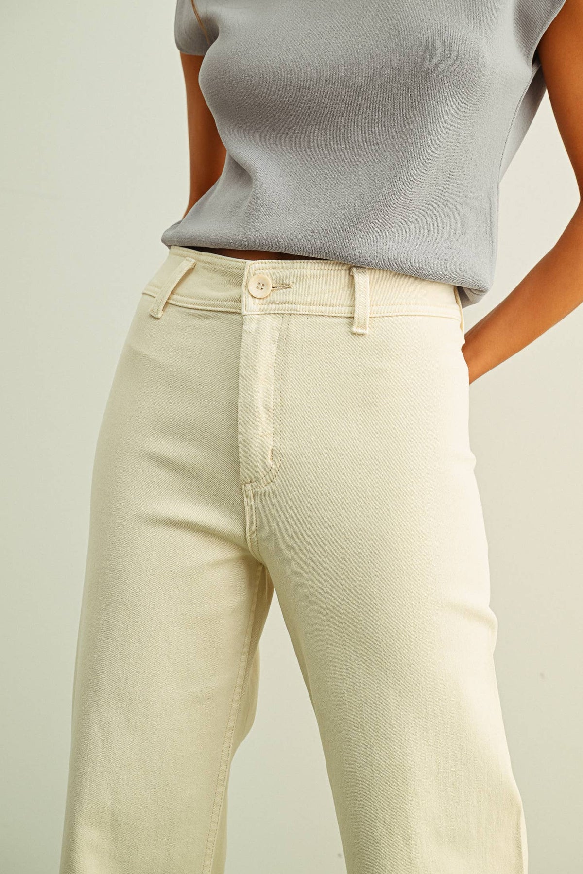 MMP623   STRAIGHT WIDE LEG DENIM PANTS