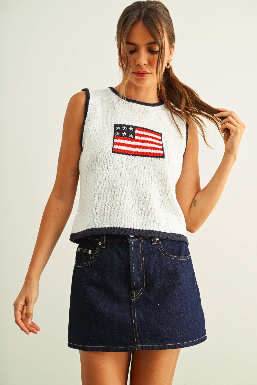 T6411 FLAG KNITTED TOP