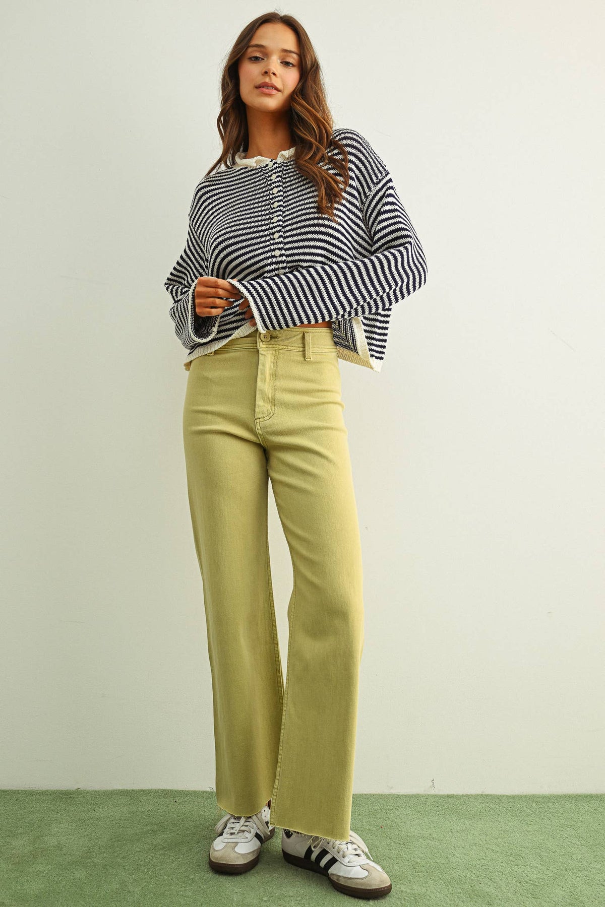 MMP623   STRAIGHT WIDE LEG DENIM PANTS