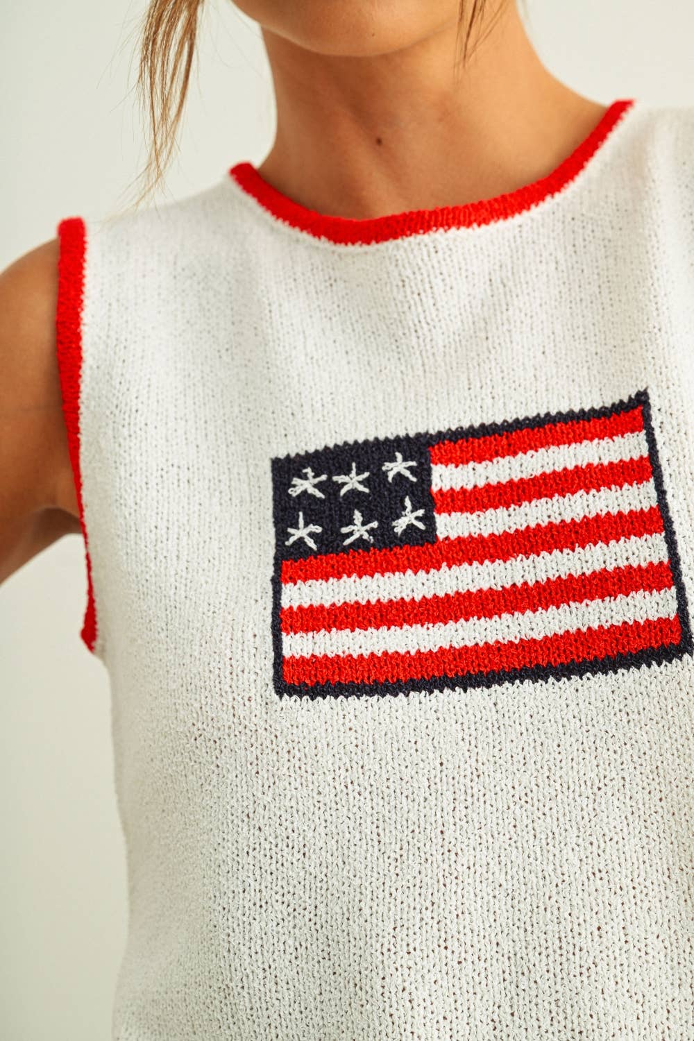 T6411 FLAG KNITTED TOP