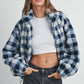 Fall Drop Shoulder Plaid Fall Jacket - BMJ7504