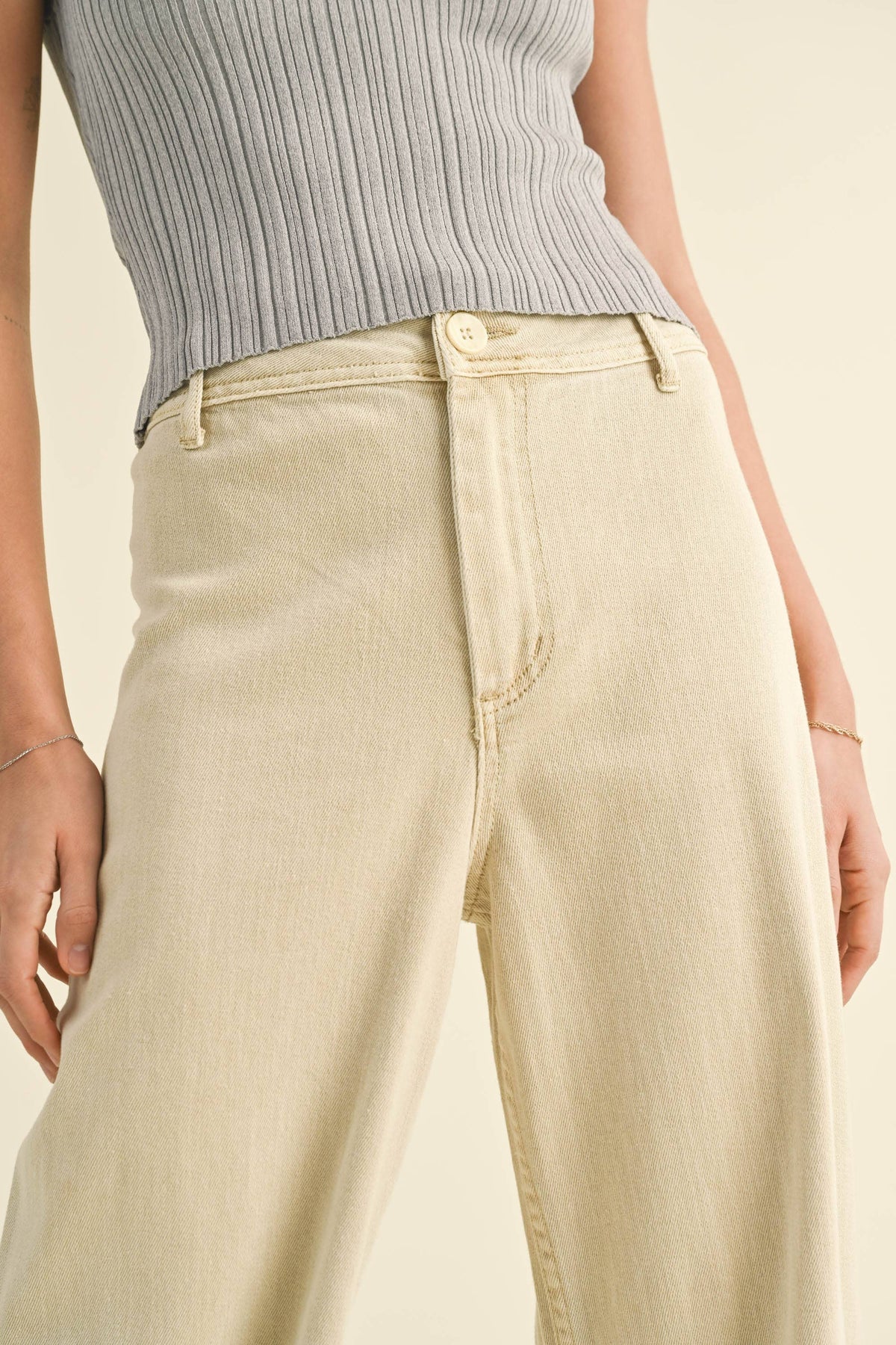 MMP623   STRAIGHT WIDE LEG DENIM PANTS