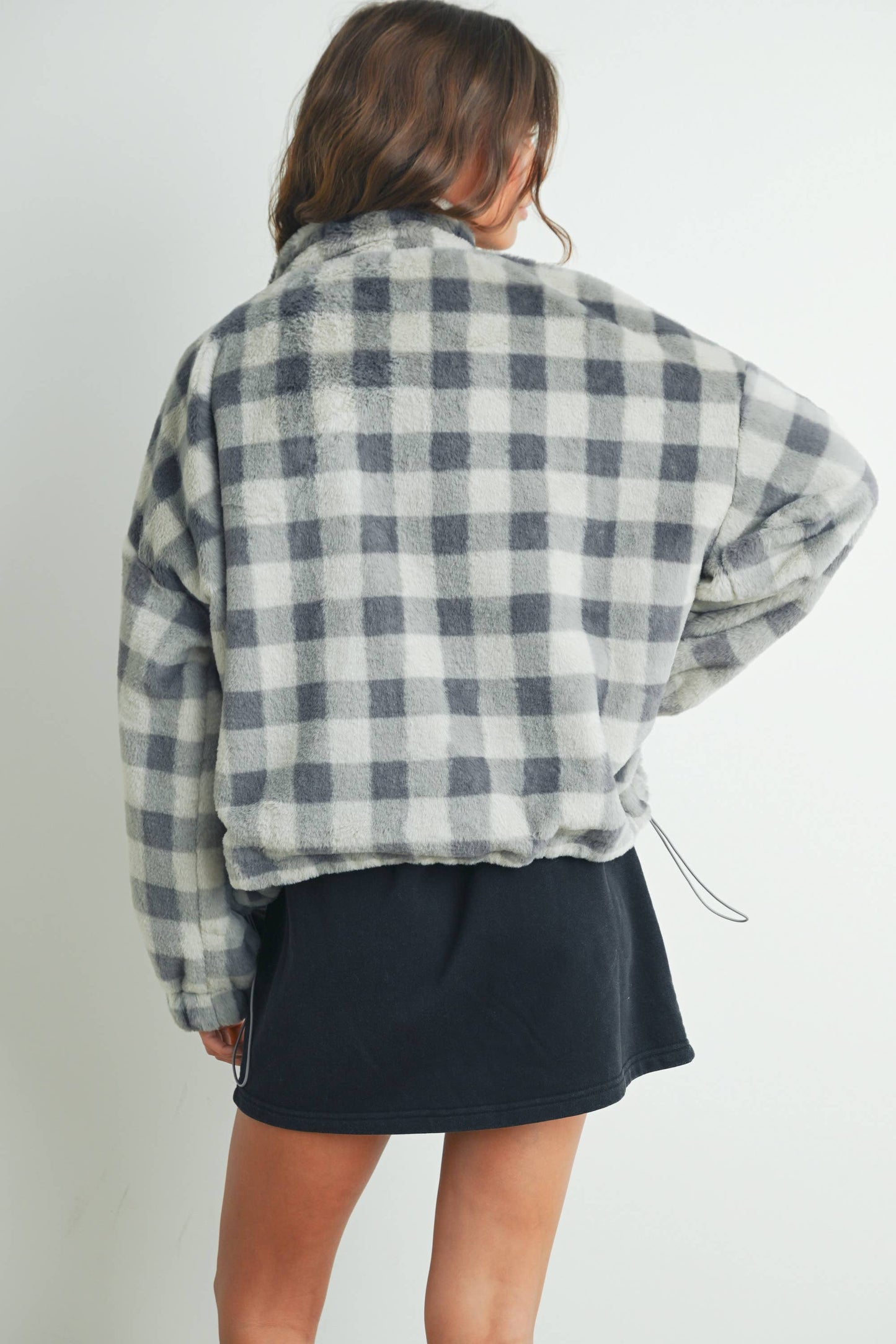 Fall Drop Shoulder Plaid Fall Jacket - BMJ7504