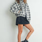 Fall Drop Shoulder Plaid Fall Jacket - BMJ7504