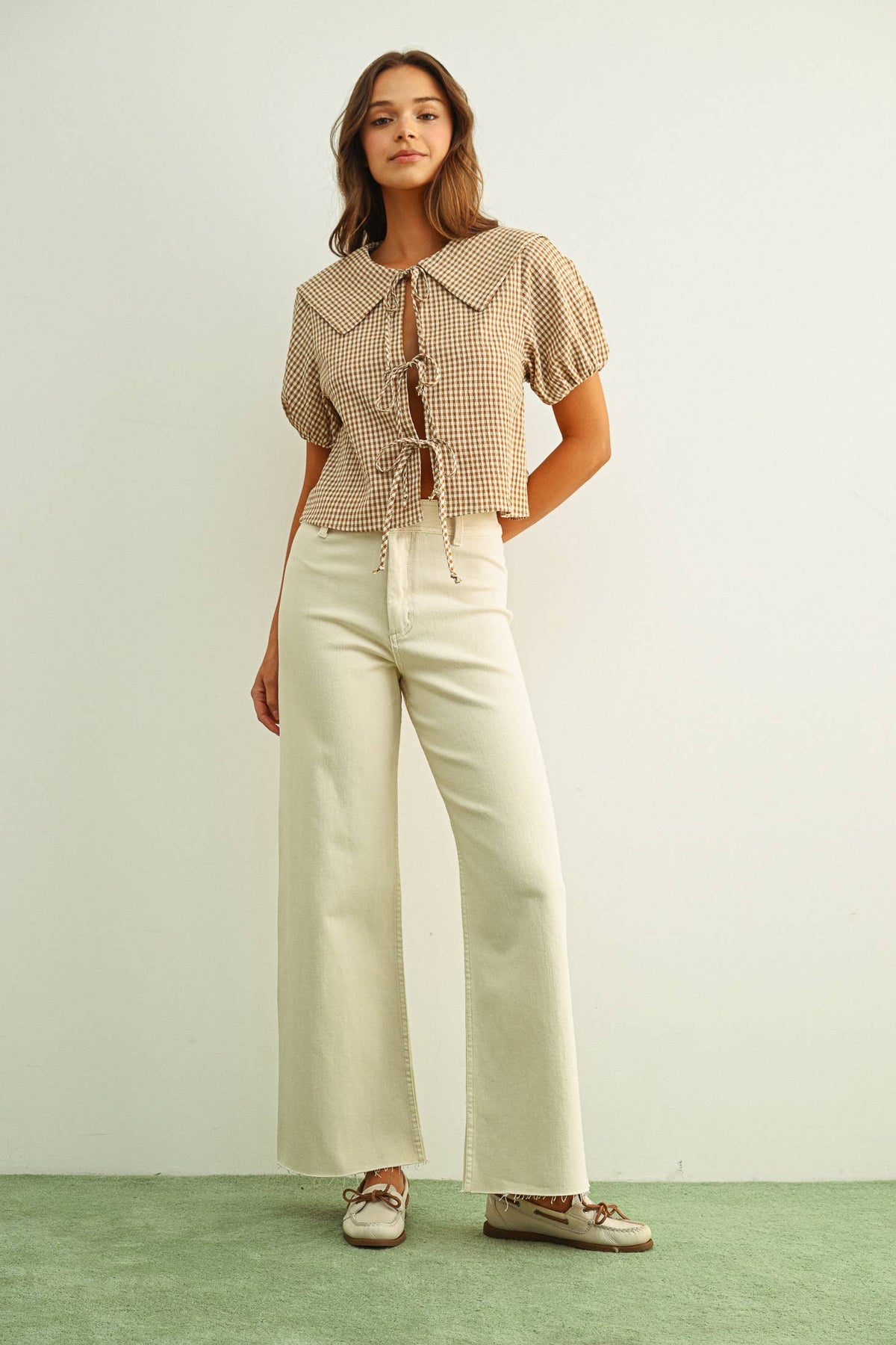 MMP623   STRAIGHT WIDE LEG DENIM PANTS